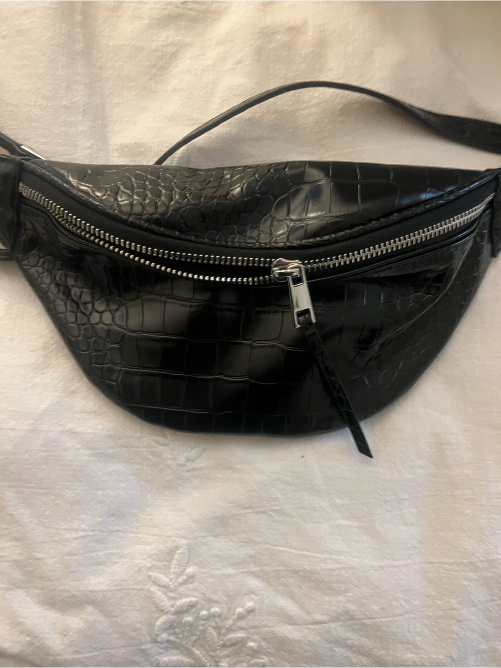 Faux Leather Crossbody with Crocodile Print